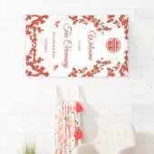 Rode Kersenbloesem Witte Thee Ceremonie Spandoek (Insitu)