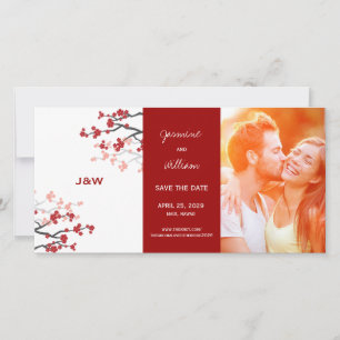 Rode Kersenbloesems Aziatische Sakura Bloemen Foto Save The Date