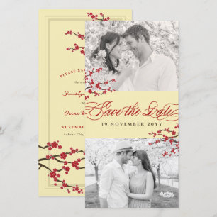 Rode Kersenbloesems Aziatische Zen Sakura Bloemen  Save The Date