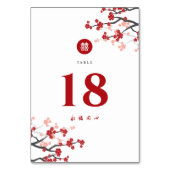 Rode Kersenbloesems Dubbele Xi Chique Chinese Brui Kaart (Voorkant)