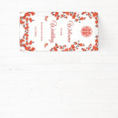 Rode Kersenbloesems Witte Chinese bruiloft Spandoek (Insitu)