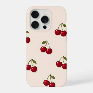 Rode Kersenfruit Retro Patroon iPhone 15 Pro Hoesje