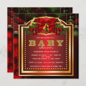 Rode kerst Baby shower Kaart (Voorkant / Achterkant)