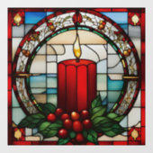 Rode Kerst CNDL Faux Glas in lood Window Cling Raamsticker (Vel)