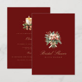 Rode Kerst Decor Bruids Douche Uitnodiging (Voorkant / Achterkant)