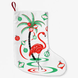 Rode Kerst Flamingo Bellen dubbelzijdig Kleine Kerstsok
