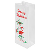 Rode kerst Flamingo Merry kerstwijn Wijn Cadeautas (Achterkant Gekanteld)