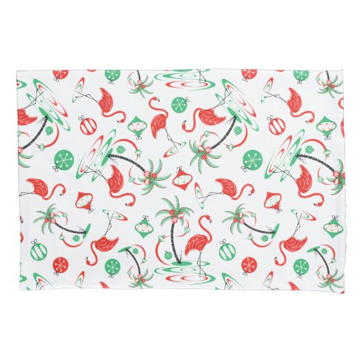 Rode Kerst Flamingo Multi kussensloop set (Voorkant-Links)