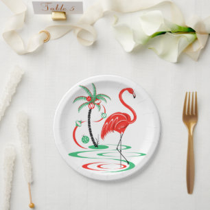 Rode Kerst Flamingo papier bord