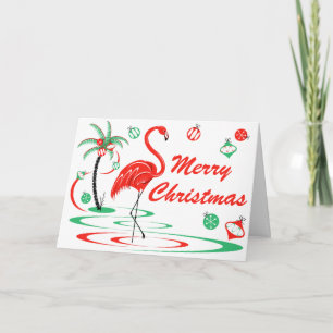 Rode Kerst Flamingo vrolijk kerstlandschap Feestdagen Kaart