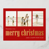 Rode Kerst Foto Collage Kaart  (Voorkant)