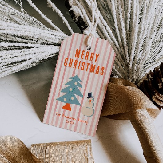  rode kerst Funky Fun geïllustreerd Cadeaulabel