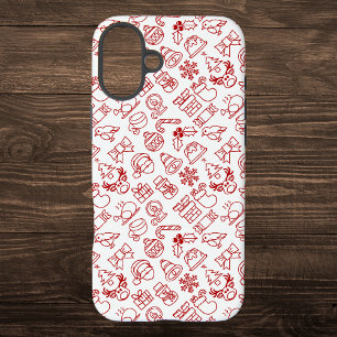 Rode Kerst Icon Patroon iPhone 16 Plus Hoesje