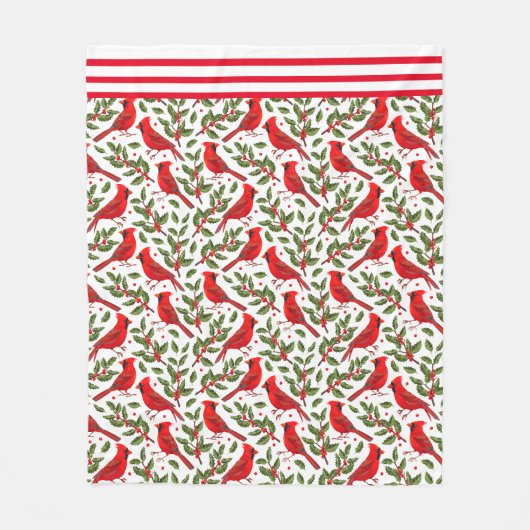 Rode Kerst Kardinalen Fleece Deken (Voorkant)