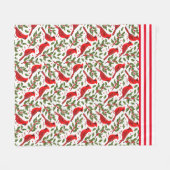 Rode Kerst Kardinalen Fleece Deken (Voorkant (Horizontaal))