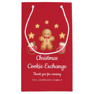 Rode Kerst Koekjes Uitwisselen Cute Gemberkoek Man Klein Cadeauzakje