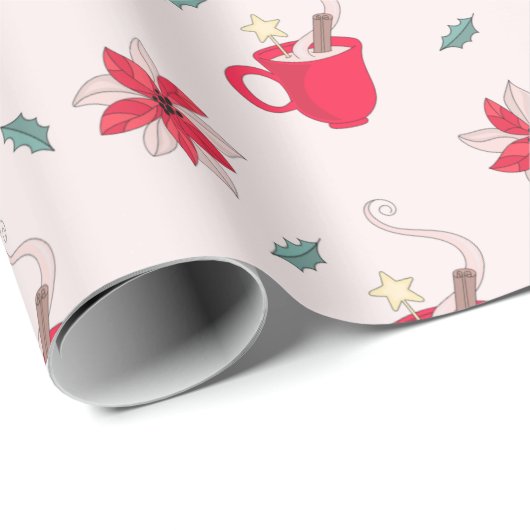 Rode Kerst Koffie Cup | De bronnen van Holly Cadeaupapier (Rol Hoek)