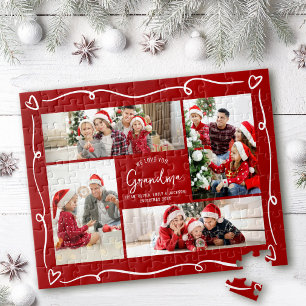 Rode Kerst Liefde Oma 4 Foto Plezier Doodles Legpuzzel