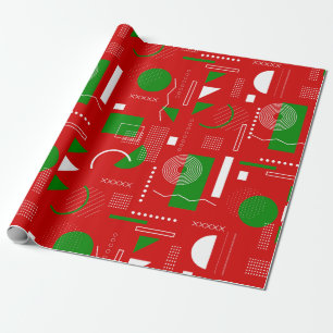 Rode Kerst Memphis geometrische jaren 1990 Cadeaupapier
