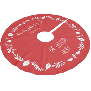 Rode Kerst met witte bladeren Decor Kerstboom Rok