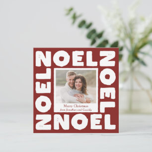 Rode Kerst Moderne Typografie Foto Vakantie Kaart