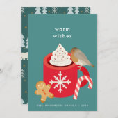 Rode Kerst Mok & Robin Kerst Vakantie Kaart (Voorkant / Achterkant)