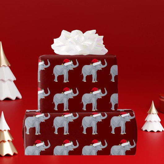 Rode Kerst Olifant Cadeaupapier