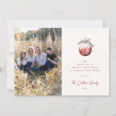 Rode Kerst Ornament Vakantie Fotokaart Feestdagenkaart (Voorkant)