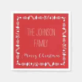 Rode Kerst Papieren Servetten Witte Bladeren Decor