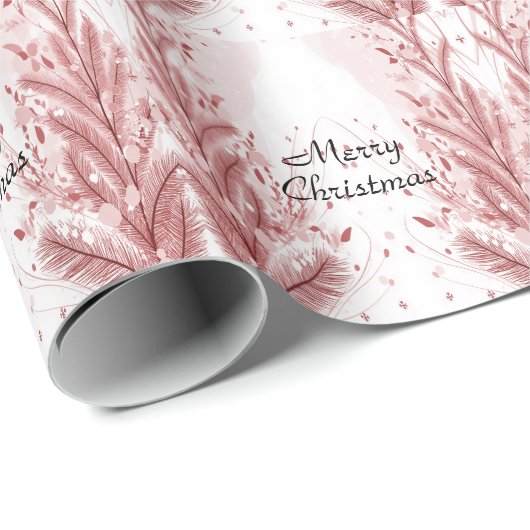 Rode Kerst Pijnboom Sneeuw Decoratie Mooie Cadeaupapier (Rol Hoek)