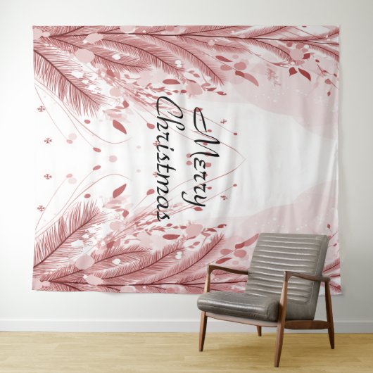 Rode Kerst Pijnboom Sneeuw Decoratie Mooie Wandkleed (In Situ (horizontaal))