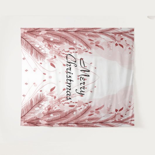 Rode Kerst Pijnboom Sneeuw Decoratie Mooie Wandkleed (Voorkant (horizontaal))