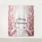 Rode Kerst Pijnboom Sneeuw Decoratie Mooie Wandkleed (Voorkant)