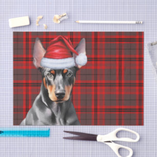 Rode Kerst Plaid Dobermann Pinscher Kerstmis Tissuepapier