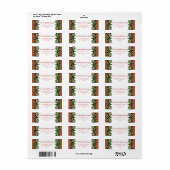 Rode Kerst Plaid en Holly | teruggave Etiket (Full Sheet)