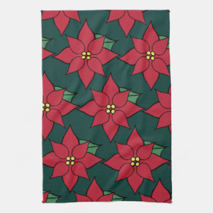Rode Kerst Poinsettias Keukendoek Theedoek