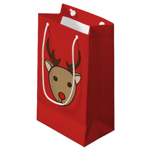 Rode Kerst Rendier Cadeautas (Voorkant Gekanteld)
