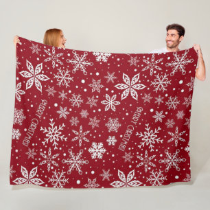 Rode Kerst Rendieren en Sneeuwvlokken Naadloos Pat Fleece Deken