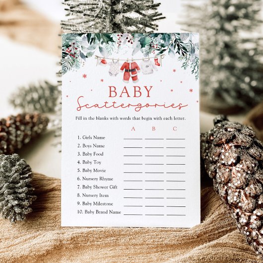Rode Kerst Santa Baby shower Scattergories Game Kaart