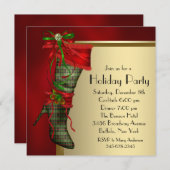 Rode Kerst Stocking Rood Goud Kerstfeest Kaart (Voorkant / Achterkant)