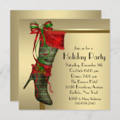 Rode Kerst Stocking Rood Goud Kerstfeest Kaart (Voorkant / Achterkant)