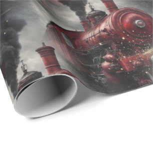 Rode Kerst Stoomtrein  Cadeaupapier