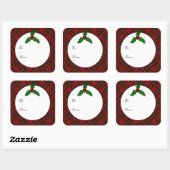 Rode kerst tartan Holly twig Jouw tekst Gift Label (Vel)