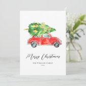 Rode Kerstauto Kerstkaart (Staand voorkant)