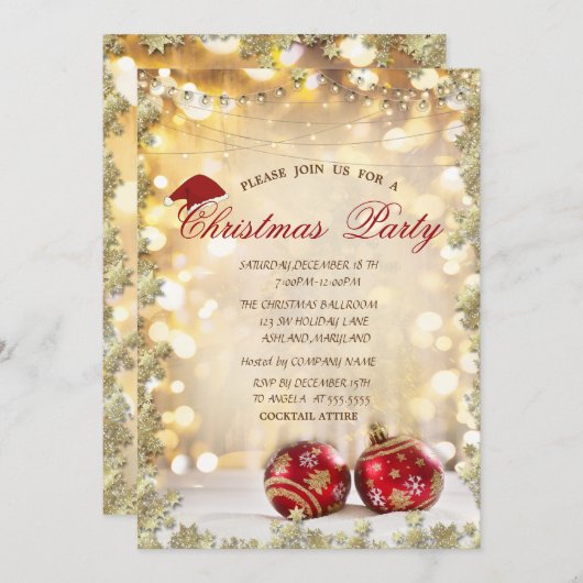 Rode kerstbal, kerstfeest feest kaart (Voorkant / Achterkant)