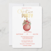 Rode kerstbal, Poinsettia kerst Kaart (Voorkant)