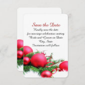 Rode Kerstballen Bewaar de datum Save The Date (Voorkant / Achterkant)