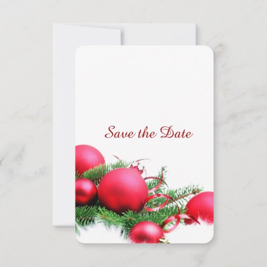 Rode Kerstballen Bewaar de datum Save The Date (Achterkant)