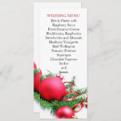 Rode Kerstballen Bruiloft Menu (Voorkant / Achterkant)