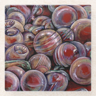 Rode kerstballen glazen onderzetter